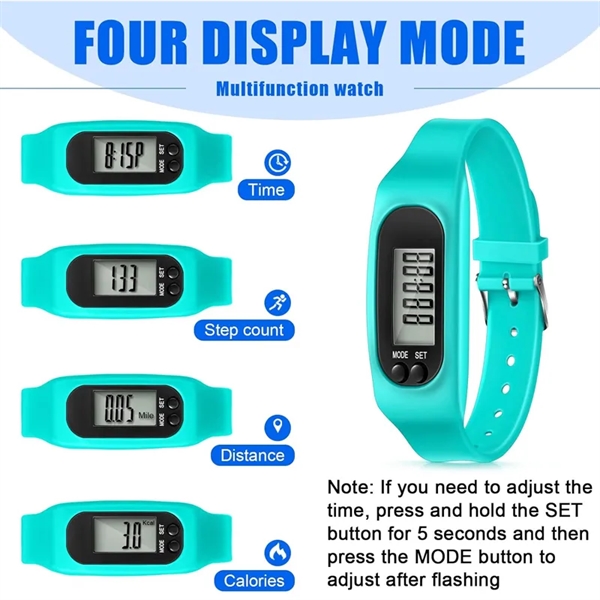 Silicone Fitness Tracker Pedometer Watch - Silicone Fitness Tracker Pedometer Watch - Image 3 of 5