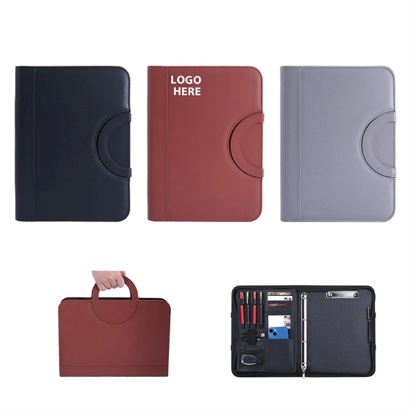 Portable Multifunctional Leather Zipper Folder Briefcase - Portable Multifunctional Leather Zipper Folder Briefcase - Image 0 of 1