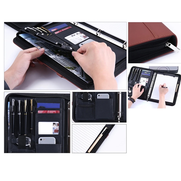 Portable Multifunctional Leather Zipper Folder Briefcase - Portable Multifunctional Leather Zipper Folder Briefcase - Image 1 of 1