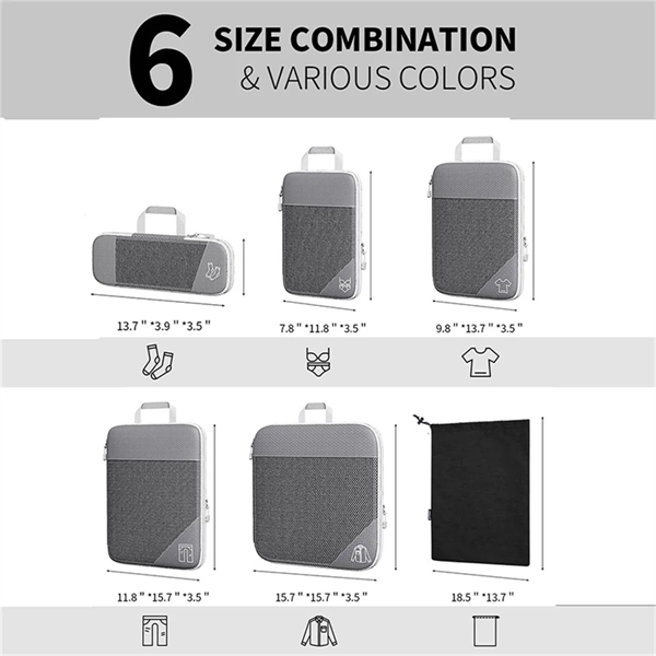 6 set  Compression Packing Cubes for Suitcases - 6 set  Compression Packing Cubes for Suitcases - Image 4 of 4