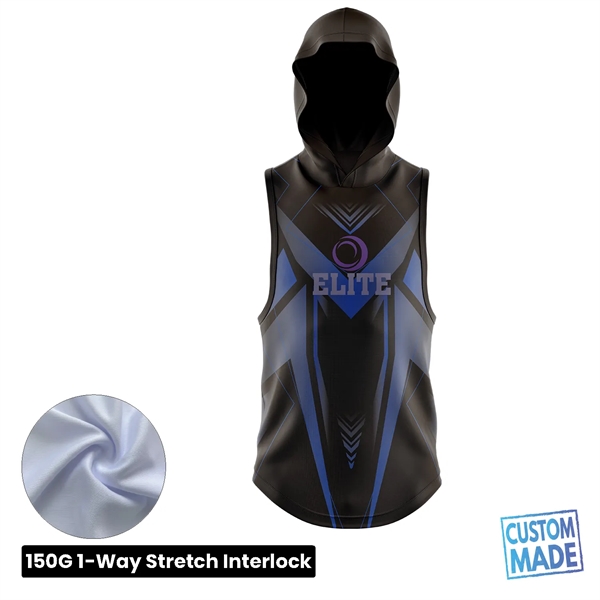 Unisex and Kids' Full Sublimation Sleeveless Hooded T-Shirt - Unisex and Kids' Full Sublimation Sleeveless Hooded T-Shirt - Image 0 of 1