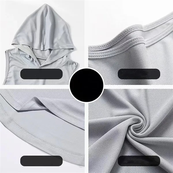 Sleeveless Gym Hoodie for Men - Sleeveless Gym Hoodie for Men - Image 1 of 3