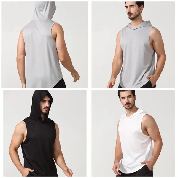 Sleeveless Gym Hoodie for Men - Sleeveless Gym Hoodie for Men - Image 3 of 3
