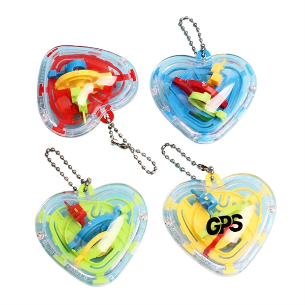 2 3/8 " Heart Shape Keychain With 3D Puzzle Toy - 2 3/8 " Heart Shape Keychain With 3D Puzzle Toy - Image 1 of 4