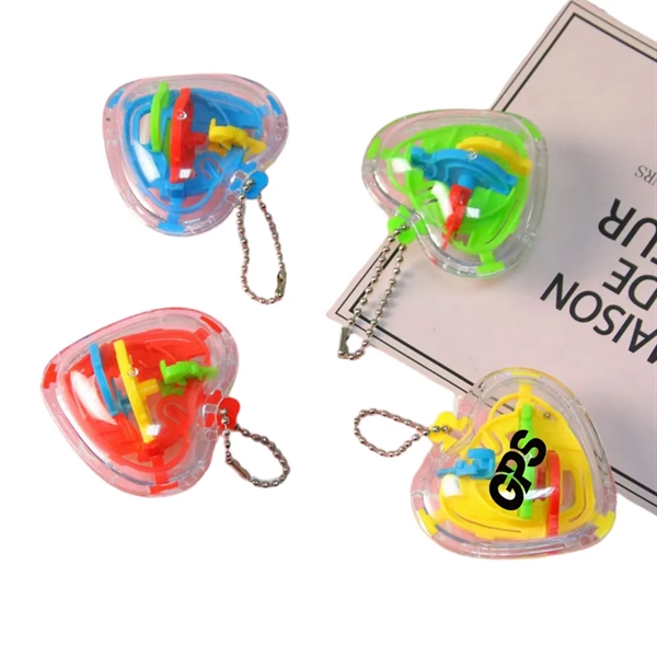 2 3/8 " Heart Shape Keychain With 3D Puzzle Toy - 2 3/8 " Heart Shape Keychain With 3D Puzzle Toy - Image 2 of 4