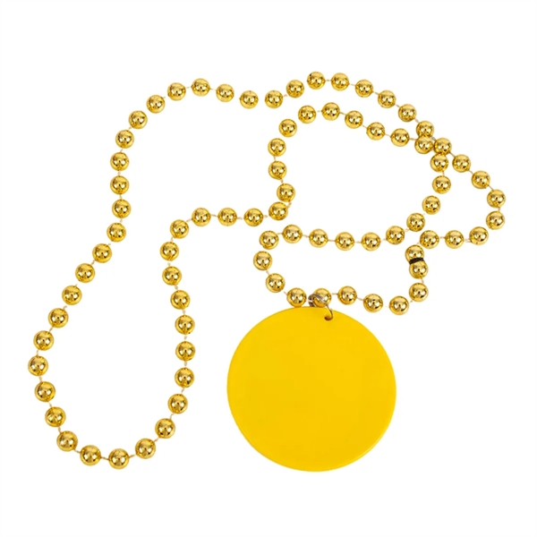 2 1/2" Plastic Medallion Bead Necklace - 2 1/2" Plastic Medallion Bead Necklace - Image 3 of 8