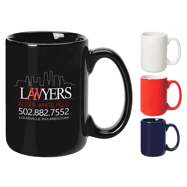 15 oz. Ceramic Dishwasher-Safe Coffee Mug w/ Handle - 15 oz. Ceramic Dishwasher-Safe Coffee Mug w/ Handle - Image 1 of 9