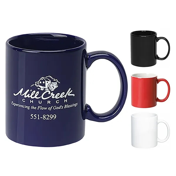 11 oz. Ceramic Dishwasher-Safe Coffee Mug w/ C-Handle - 11 oz. Ceramic Dishwasher-Safe Coffee Mug w/ C-Handle - Image 1 of 9