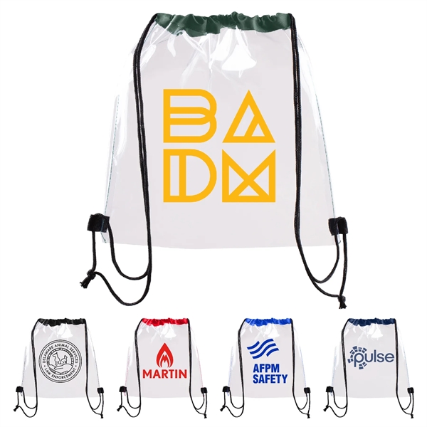 Vinyl Clear Waterproof Stadium Drawstring Gym&Sport Backpack - Vinyl Clear Waterproof Stadium Drawstring Gym&Sport Backpack - Image 0 of 12