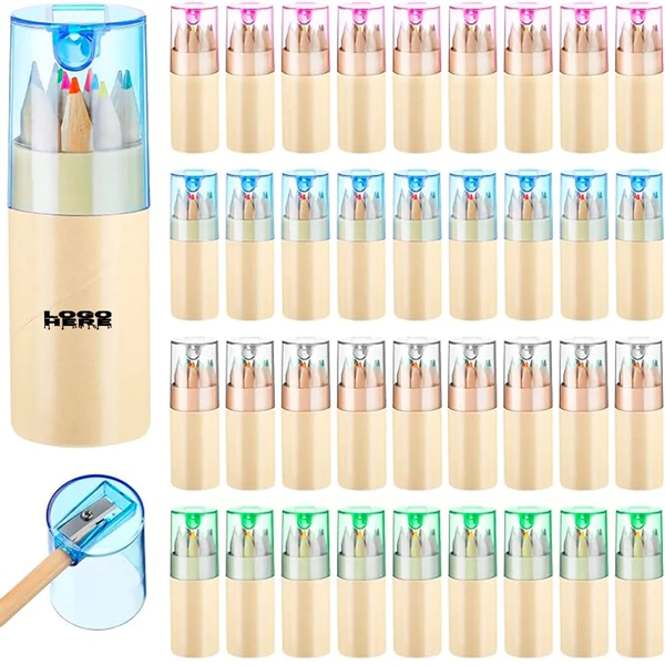 12 Mini Colored Pencils With Sharpener In Tube - 12 Mini Colored Pencils With Sharpener In Tube - Image 0 of 2