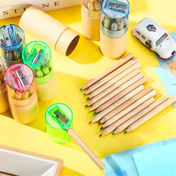 12 Mini Colored Pencils With Sharpener In Tube - 12 Mini Colored Pencils With Sharpener In Tube - Image 1 of 2