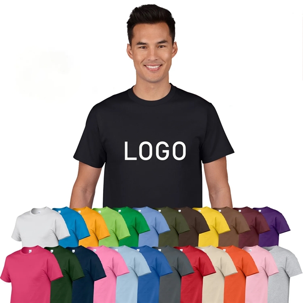 Round Neck Short Sleeve Plain T-Shirt With Customized Logo - Round Neck Short Sleeve Plain T-Shirt With Customized Logo - Image 0 of 3