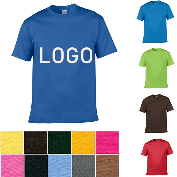 Round Neck Short Sleeve Plain T-Shirt With Customized Logo - Round Neck Short Sleeve Plain T-Shirt With Customized Logo - Image 1 of 3
