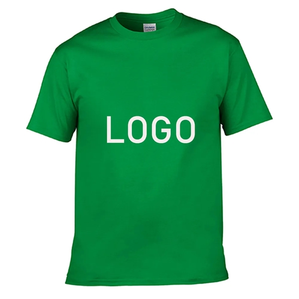 Round Neck Short Sleeve Plain T-Shirt With Customized Logo - Round Neck Short Sleeve Plain T-Shirt With Customized Logo - Image 2 of 3