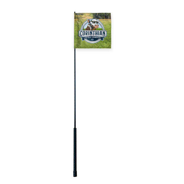 50" Cattle Whip Rod with 12"x12" Custom Nylon Flag - 50" Cattle Whip Rod with 12"x12" Custom Nylon Flag - Image 0 of 2