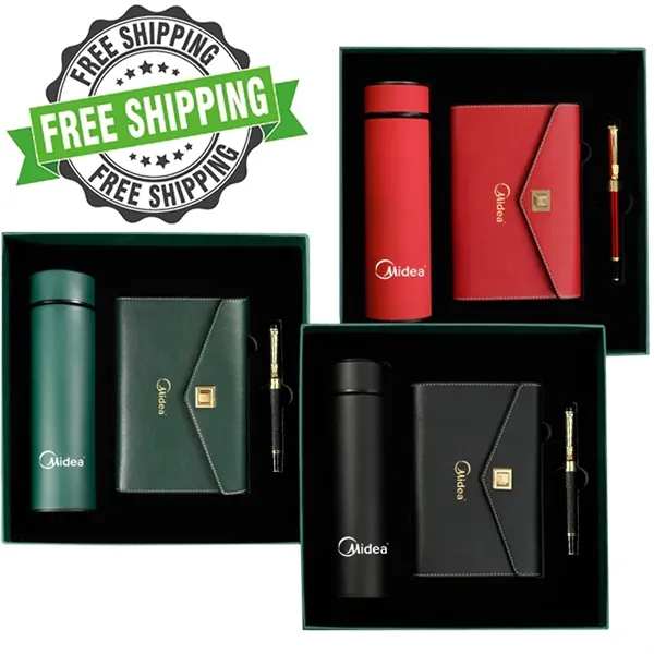 Stainless Steel Vacuum Flask Insulate Cup with Pen Notebook - Stainless Steel Vacuum Flask Insulate Cup with Pen Notebook - Image 0 of 7