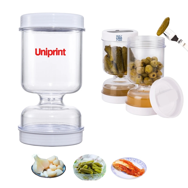 Pickle and Olive Hourglass Jar with Strainer Flip - Pickle and Olive Hourglass Jar with Strainer Flip - Image 0 of 5