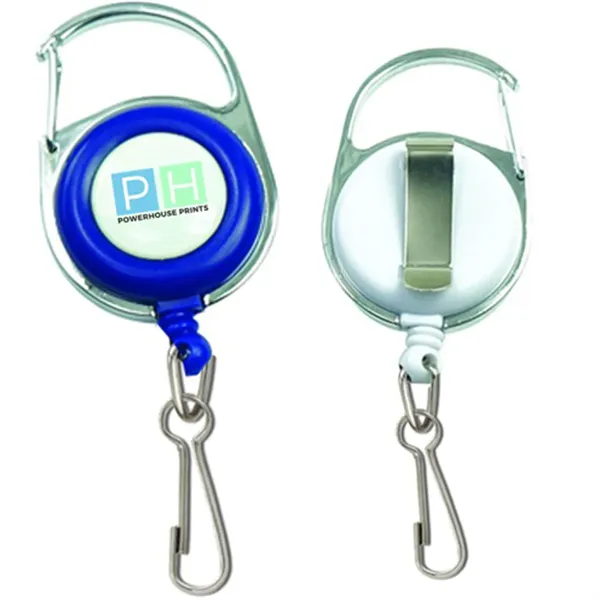 Retractable Carabiner Badge Holder w/ J-Hook & Belt clip - Retractable Carabiner Badge Holder w/ J-Hook & Belt clip - Image 0 of 2