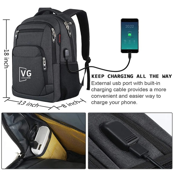 Laptops Backpack with USB Charging Port - Laptops Backpack with USB Charging Port - Image 1 of 4