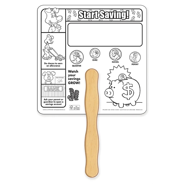 Saving Money Coloring Hand Fans - Saving Money Coloring Hand Fans - Image 1 of 4