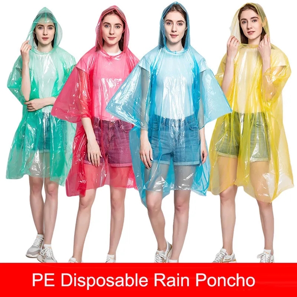 Disposable Translucent PE Rain Poncho Or Raincoat - Disposable Translucent PE Rain Poncho Or Raincoat - Image 1 of 7