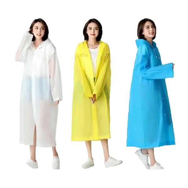 Reusable PEVA Raincoat with Hood - Reusable PEVA Raincoat with Hood - Image 2 of 9