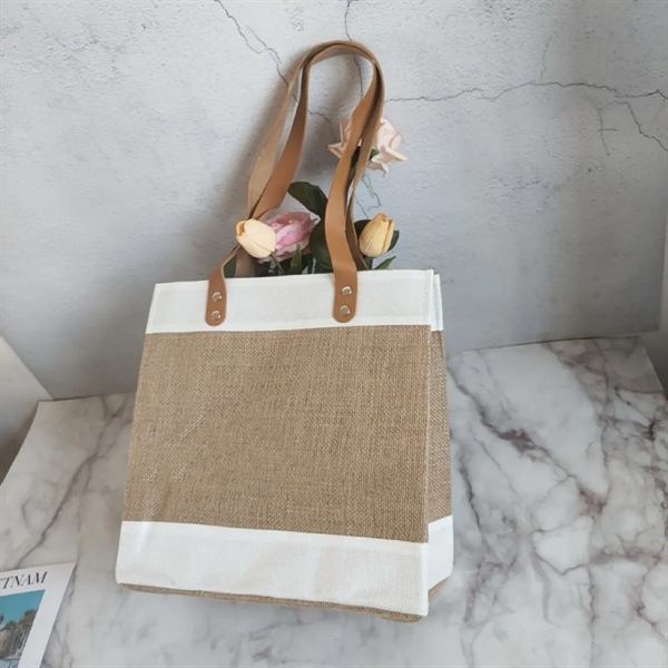 Jute Burlap Tote Bag - Jute Burlap Tote Bag - Image 4 of 5