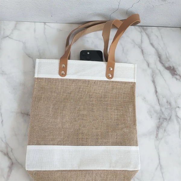 Jute Burlap Tote Bag - Jute Burlap Tote Bag - Image 5 of 5