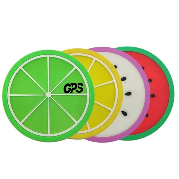 3 3/8 " Colorful Fruit Silicone Drinks Coasters - 3 3/8 " Colorful Fruit Silicone Drinks Coasters - Image 1 of 1
