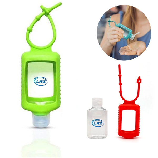 2 Oz. Silicone Sleeve Keychain Holder With Hand Sanitizer - 2 Oz. Silicone Sleeve Keychain Holder With Hand Sanitizer - Image 0 of 3