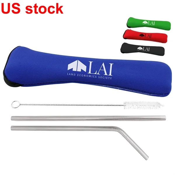 Stainless Steel Travel Utensil Set in Zipper Neoprene Pouch - Stainless Steel Travel Utensil Set in Zipper Neoprene Pouch - Image 1 of 1