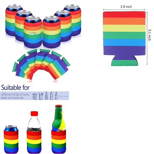 LGBT Rainbow Neoprene Can Cooler Beer Sleeves 3.94" x 5.12" - LGBT Rainbow Neoprene Can Cooler Beer Sleeves 3.94" x 5.12" - Image 0 of 4