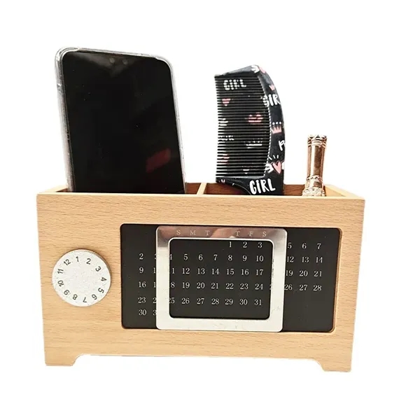 Solid Wood Calendar Pen Holder - Solid Wood Calendar Pen Holder - Image 1 of 2