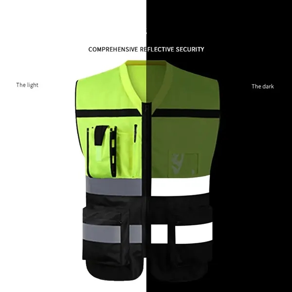 Zipper Safety Vest with Reflective Hi-Vis Strips - Zipper Safety Vest with Reflective Hi-Vis Strips - Image 2 of 6