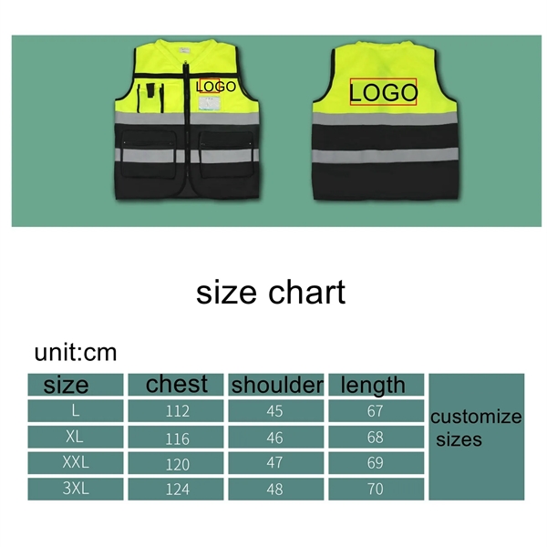Zipper Safety Vest with Reflective Hi-Vis Strips - Zipper Safety Vest with Reflective Hi-Vis Strips - Image 3 of 6