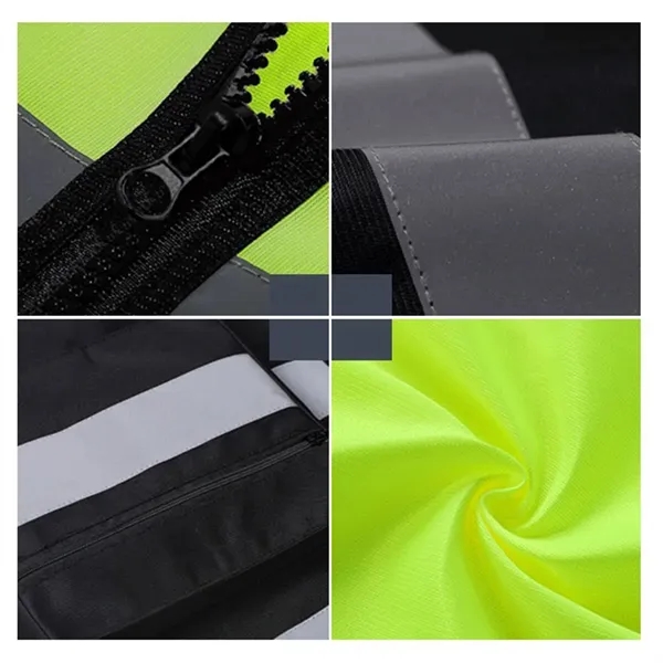 Zipper Safety Vest with Reflective Hi-Vis Strips - Zipper Safety Vest with Reflective Hi-Vis Strips - Image 4 of 6