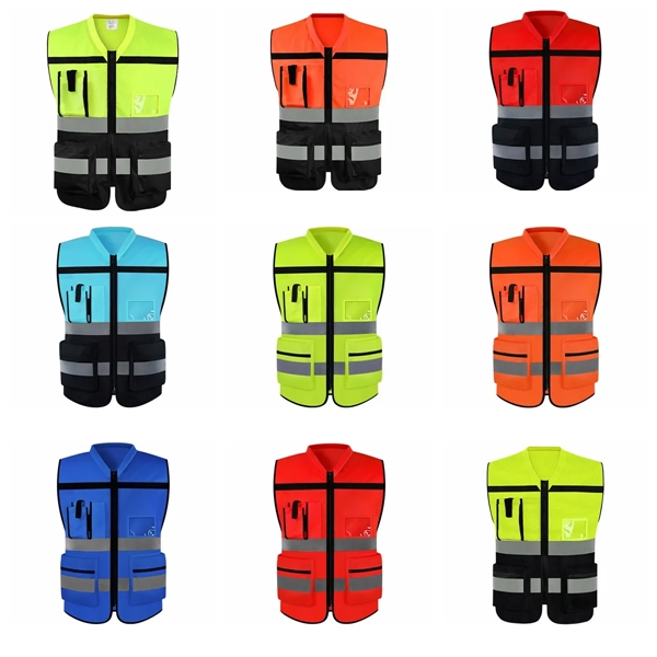 Zipper Safety Vest with Reflective Hi-Vis Strips - Zipper Safety Vest with Reflective Hi-Vis Strips - Image 5 of 6