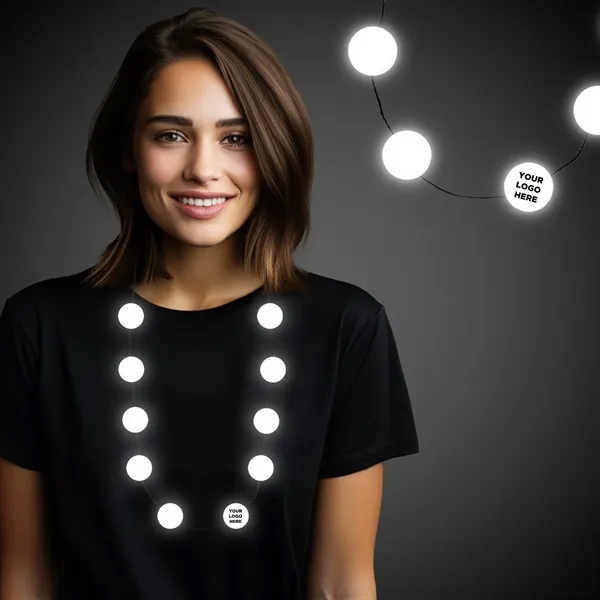 White Button Light Up Necklace - White Button Light Up Necklace - Image 0 of 4