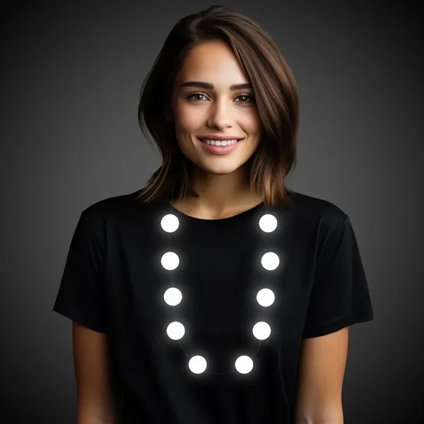 White Button Light Up Necklace - White Button Light Up Necklace - Image 1 of 4