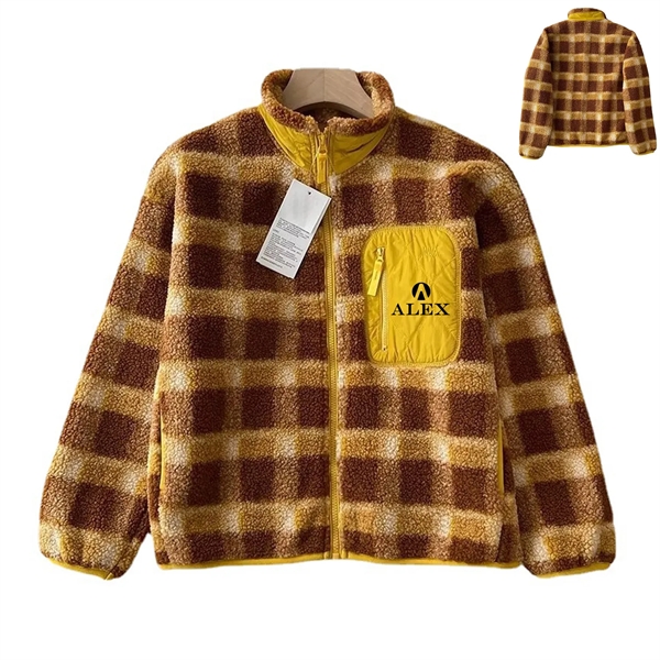 Spring Loose Standing Collar Windproof Lamb Fleece Overcoat - Spring Loose Standing Collar Windproof Lamb Fleece Overcoat - Image 0 of 6