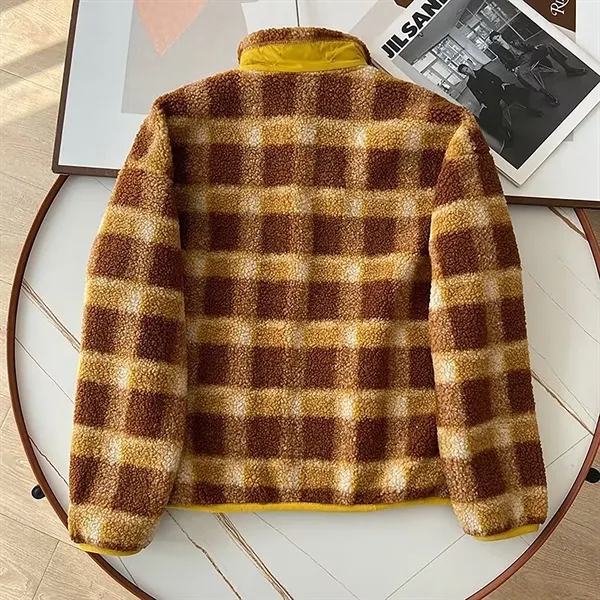 Spring Loose Standing Collar Windproof Lamb Fleece Overcoat - Spring Loose Standing Collar Windproof Lamb Fleece Overcoat - Image 1 of 6
