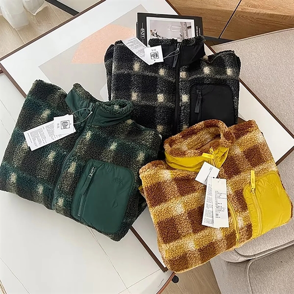 Spring Loose Standing Collar Windproof Lamb Fleece Overcoat - Spring Loose Standing Collar Windproof Lamb Fleece Overcoat - Image 5 of 6