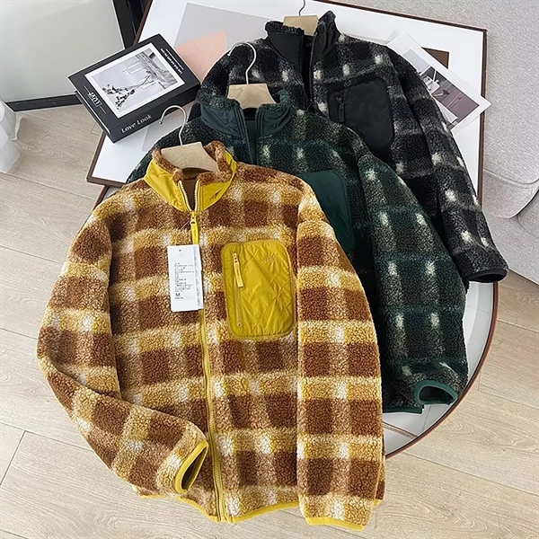Spring Loose Standing Collar Windproof Lamb Fleece Overcoat - Spring Loose Standing Collar Windproof Lamb Fleece Overcoat - Image 6 of 6
