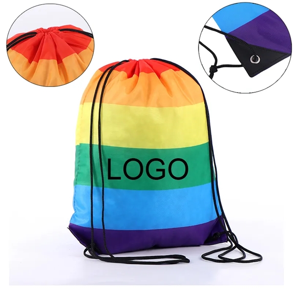 Love Gay Rainbow Pride LGBTQ Drawstring Backpack - Love Gay Rainbow Pride LGBTQ Drawstring Backpack - Image 0 of 3