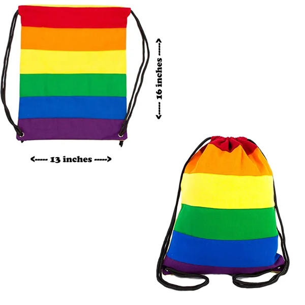 Love Gay Rainbow Pride LGBTQ Drawstring Backpack - Love Gay Rainbow Pride LGBTQ Drawstring Backpack - Image 1 of 3