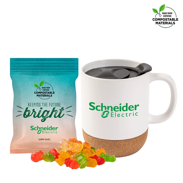 Cork Bottom Mug with Compostable bag of Gummy Bears