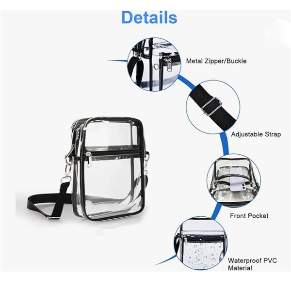 Clear Pvc Crossbody Bag Stadium Approved Messenger Purse - Clear Pvc Crossbody Bag Stadium Approved Messenger Purse - Image 2 of 5