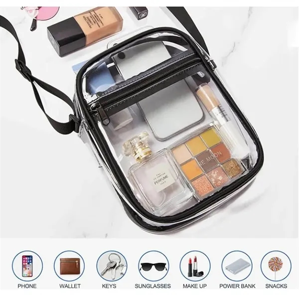 Clear Pvc Crossbody Bag Stadium Approved Messenger Purse - Clear Pvc Crossbody Bag Stadium Approved Messenger Purse - Image 3 of 5