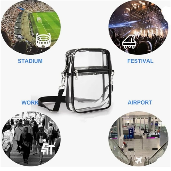 Clear Pvc Crossbody Bag Stadium Approved Messenger Purse - Clear Pvc Crossbody Bag Stadium Approved Messenger Purse - Image 4 of 5