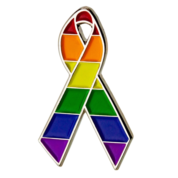Lapel Pin, Rainbow Pride Ribbon - Lapel Pin, Rainbow Pride Ribbon - Image 0 of 2